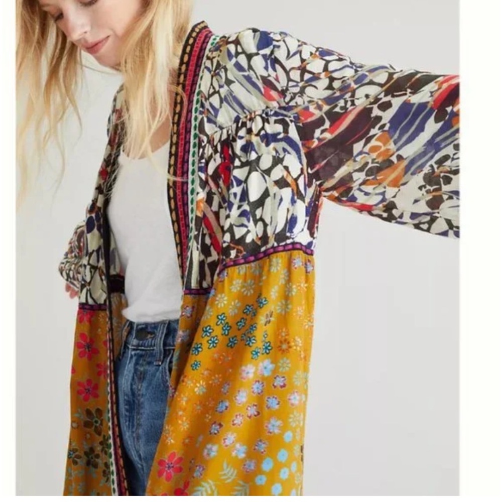 NWT Anthropologie Conditions Apply Retro Floral Tiered Kimono Robe Cover Up $140 - Picture 7 of 14